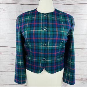 Pendleton 100% wool navy red green yellow jacket blazer